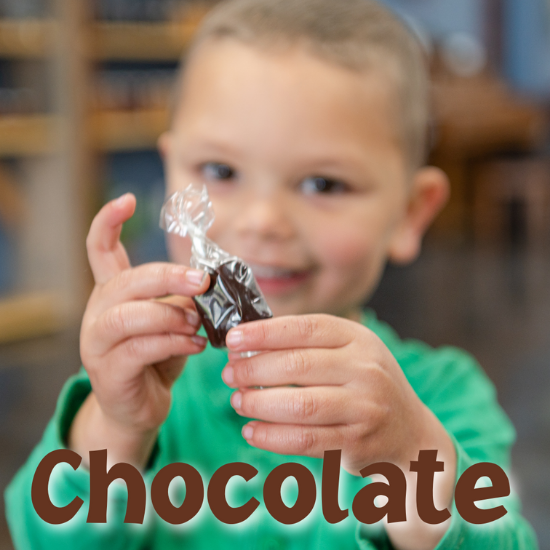 Landon holding a Chocolate Caramel